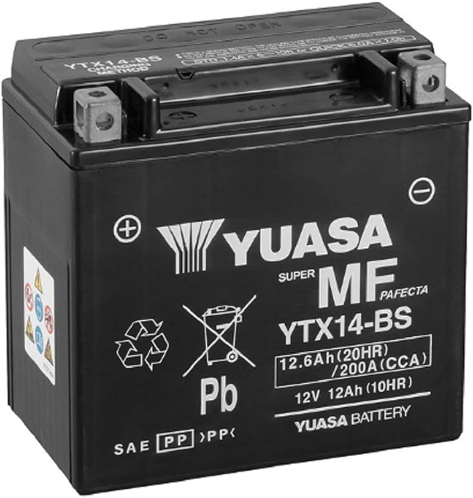 YUASA, Fahrzeugbatterie, AGM 12V/12.6Ah/200A LxBxH: 150 // 87 // 145 // S:1, AUTO & BIKE, YTX14
