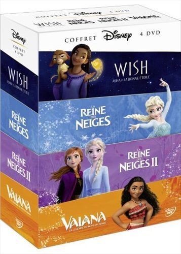 Coffret Disney - Wish, Vaiana, la Reine des Neiges 1+2 (FR)