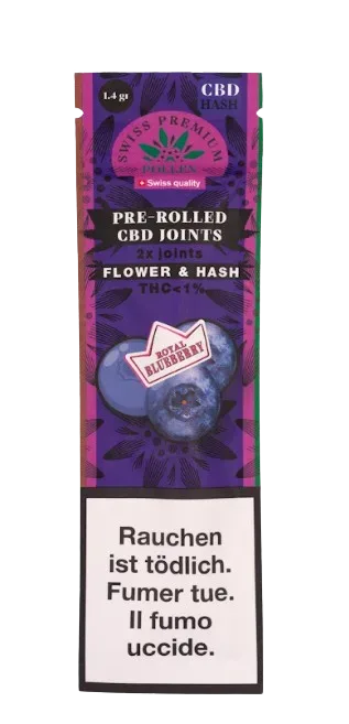 Blueberry Pre-Rolls Vorgerollte CBD Joints mit CBD Hanf + Hasch - 2pc