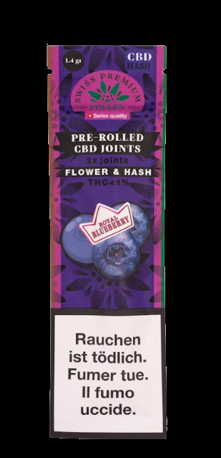 Blueberry Pre-Rolls Vorgerollte CBD Joints mit CBD Hanf + Hasch - 2pc