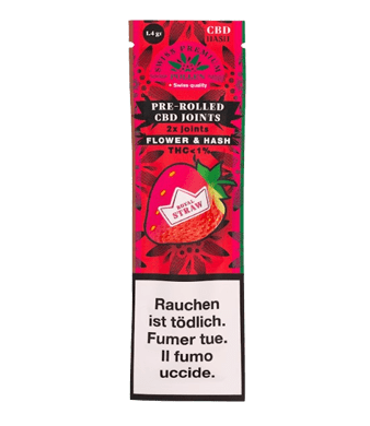 Strawberry Pre-Rolls Vorgerollte CBD Joints mit CBD Hanf + Hasch - 2pc