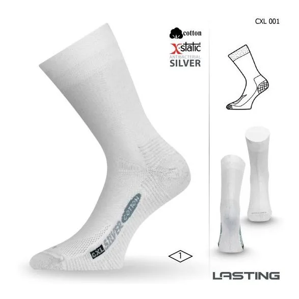 Lasting CXL Trekking-Socken Baumwolle mit Silberfaser - weiss