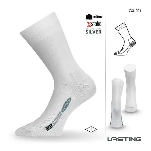 Lasting CXL Trekking-Socken Baumwolle mit Silberfaser - weiss