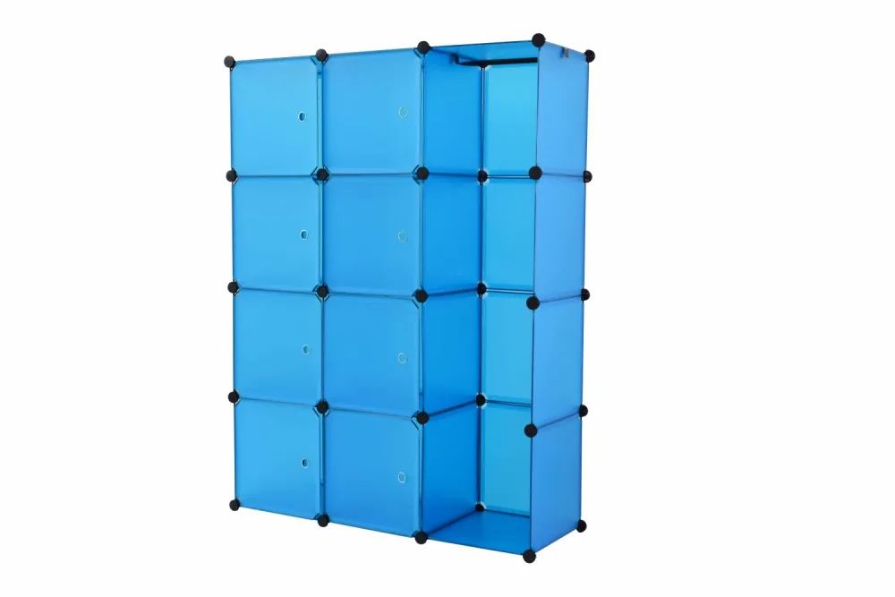 Kleiderschrank Steckregal blau 12 Boxen