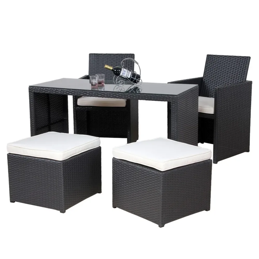 Love Seat CHERRY Rattan Garnitur schwarz/cremeweiss