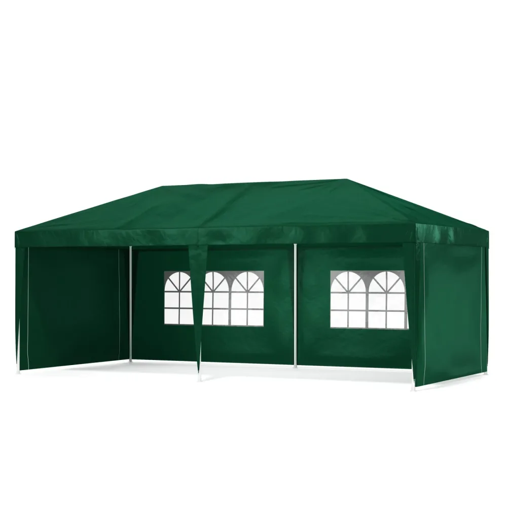 Pavillon LINU 6 x 3 m grün inkl. 6 Seitenwände