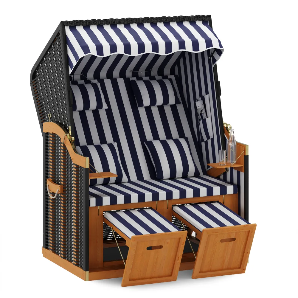 Strandkorb blau/weiss