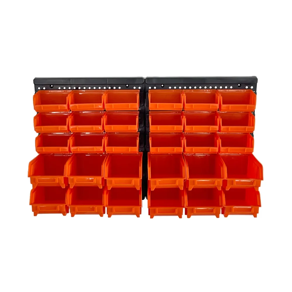Wandregal mit Stapelboxen 30-teilig