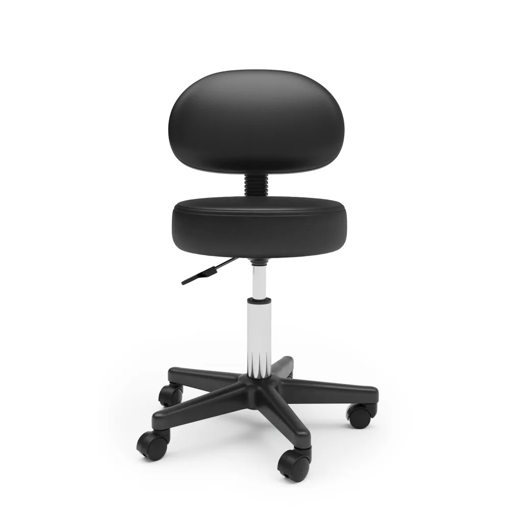 Drehstuhl Rollhocker mit Rückenlehne schwarz