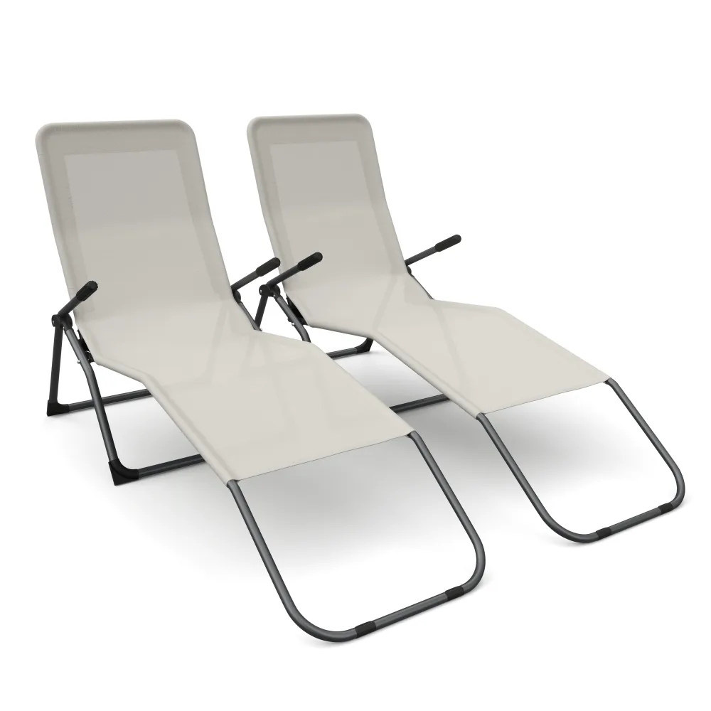Liegestuhl beige 2er Set