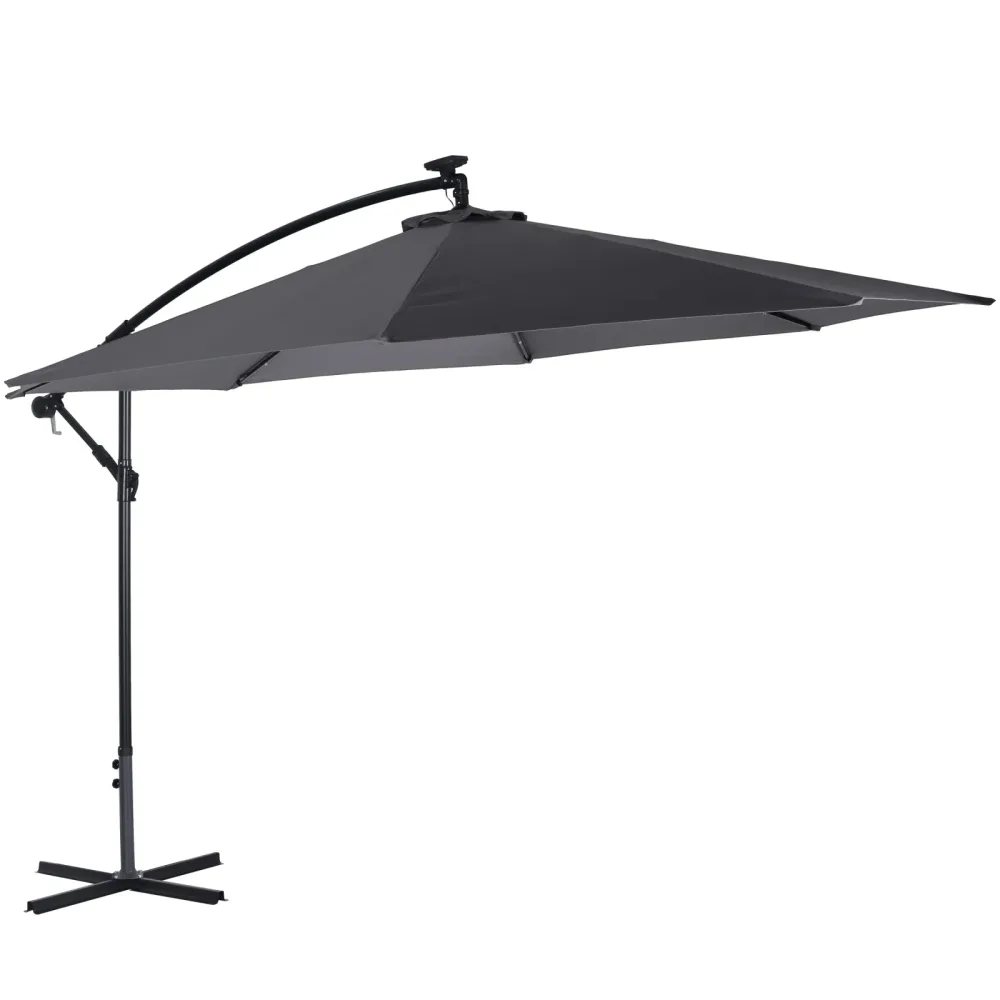 Sonnenschirm Ampelschirm BAY mit LED 350 cm anthrazit