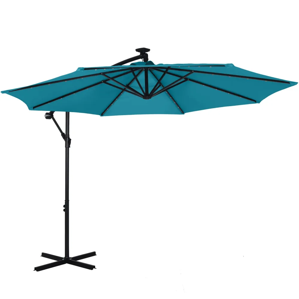 Sonnenschirm Ampelschirm BAY mit LED 300 cm blau