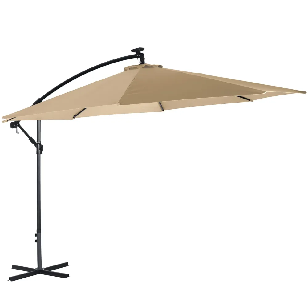 Sonnenschirm Ampelschirm BAY mit LED 350 cm braun