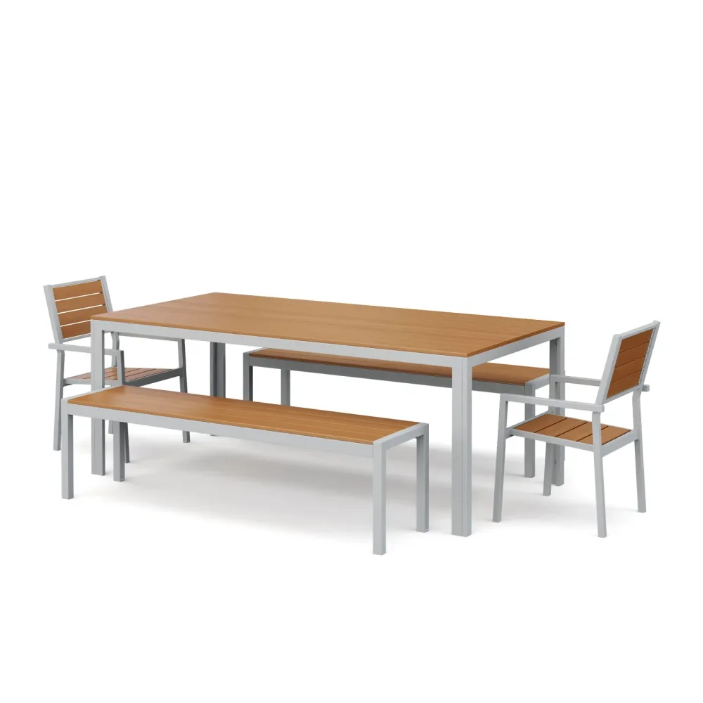 Gartenmöbel Set KAVO 2 Stühle + 2 Bänke braun