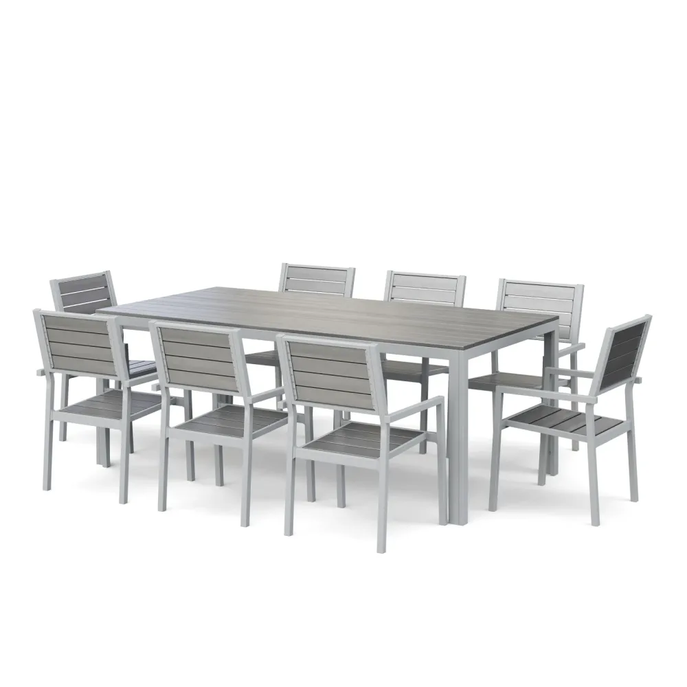 Gartenmöbel Set KAVO 8 Stühle grau