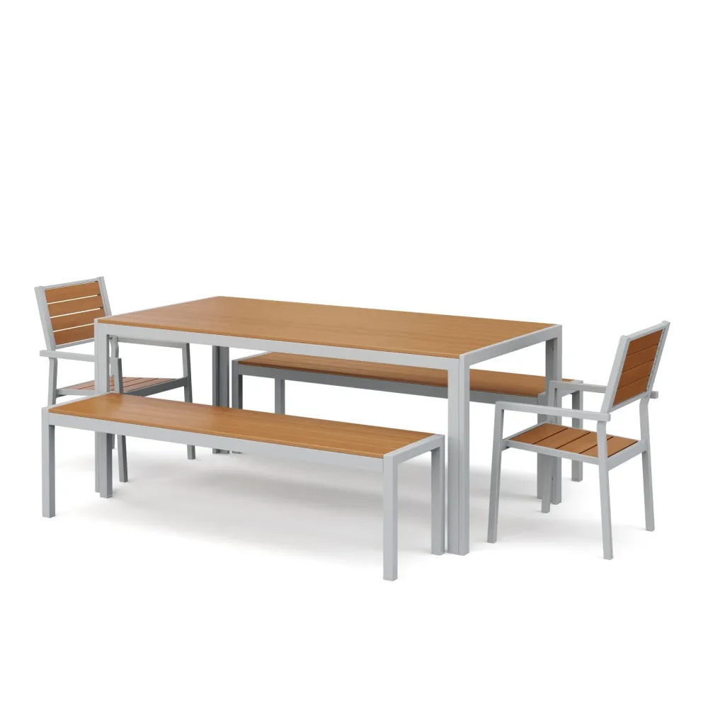 Gartenmöbel Set ZILO 2 Stühle + 2 Bänke braun