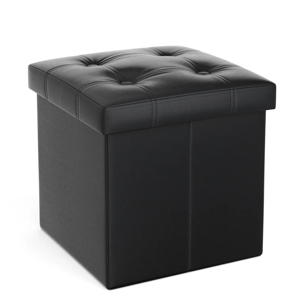 Sitzwürfel Leder BEN 38 x 38 cm schwarz