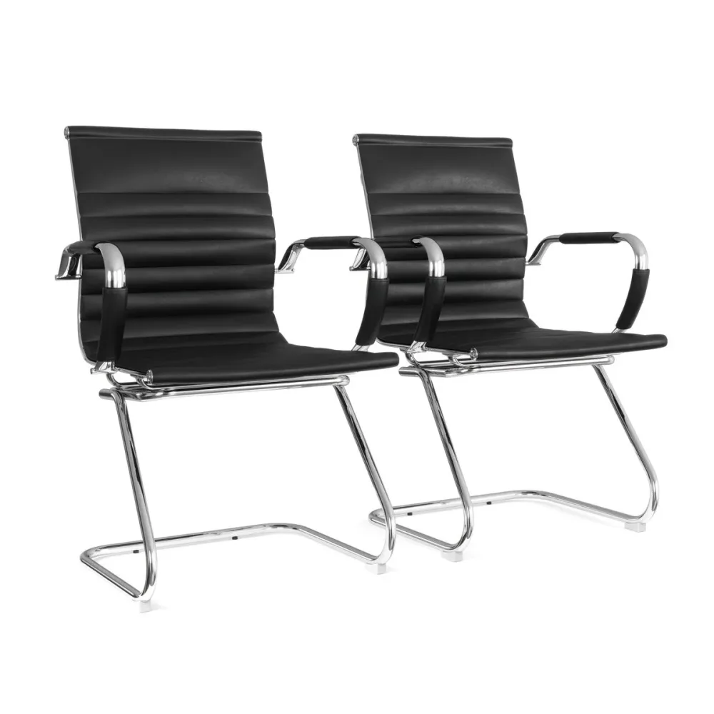 Konferenzstuhl Leder FINN 2er Set schwarz