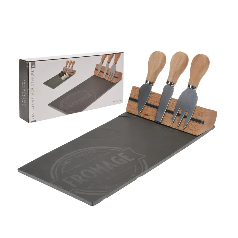 Käseplatte mit Messer 30 x 15 cm