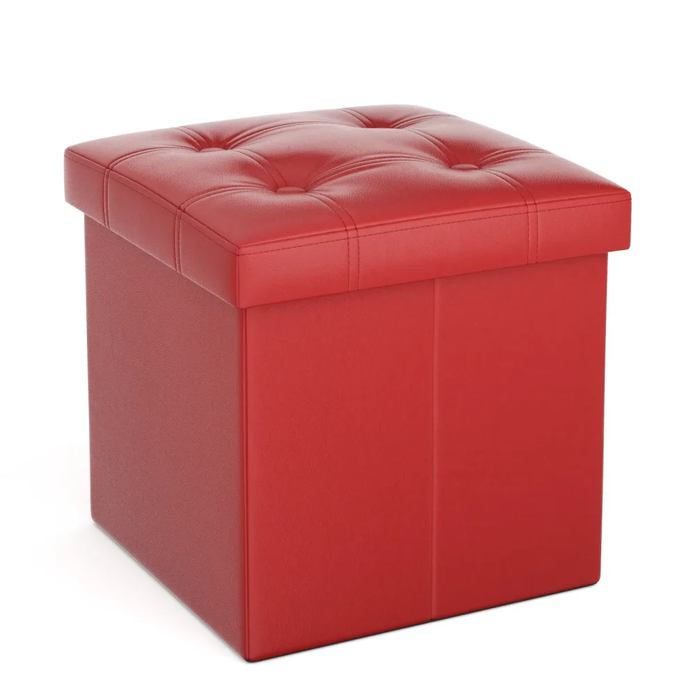 Sitzwürfel Leder BEN rot