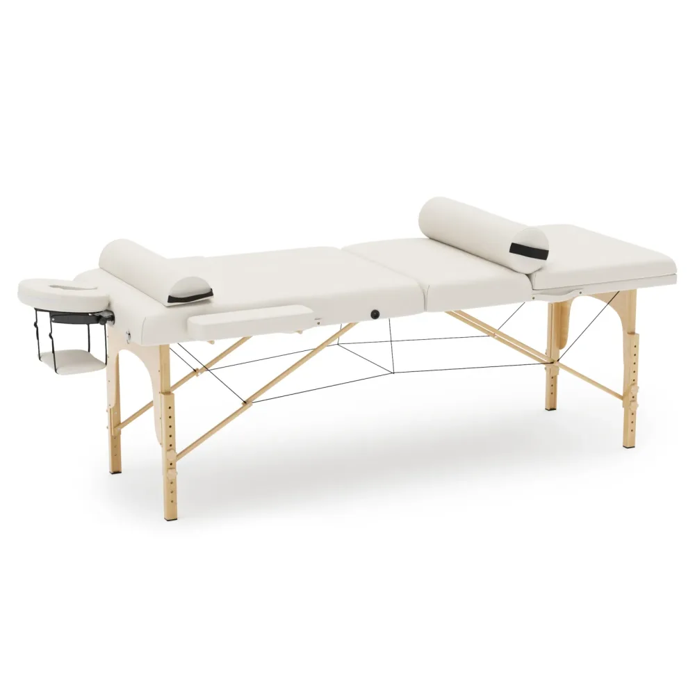 Massageliege 3-Zonen mit Lagerungsrollen weiss