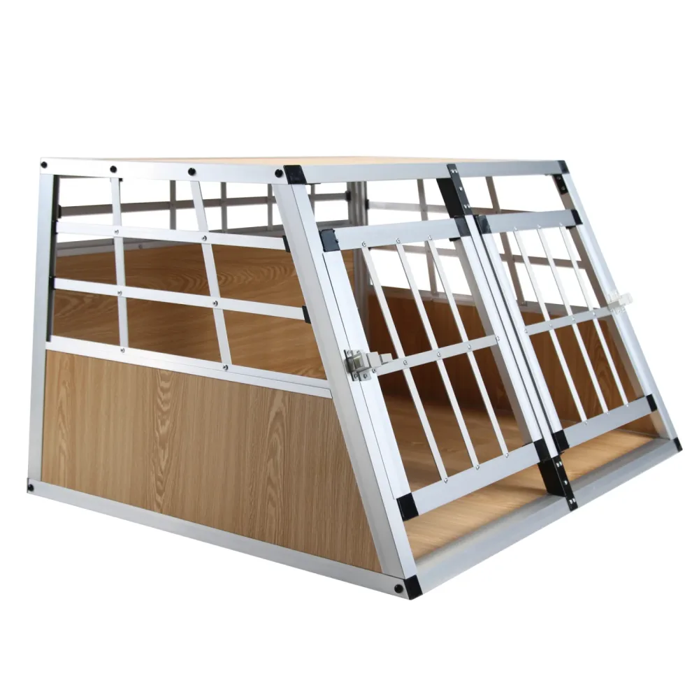 Hundebox Doppelbox Alu S hellbraun