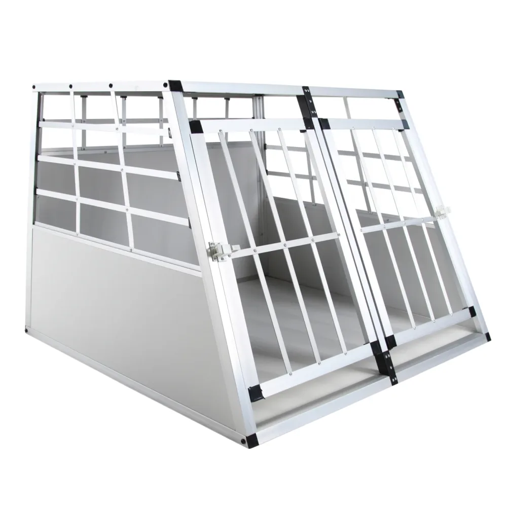 Hundebox Doppelbox Alu M grau
