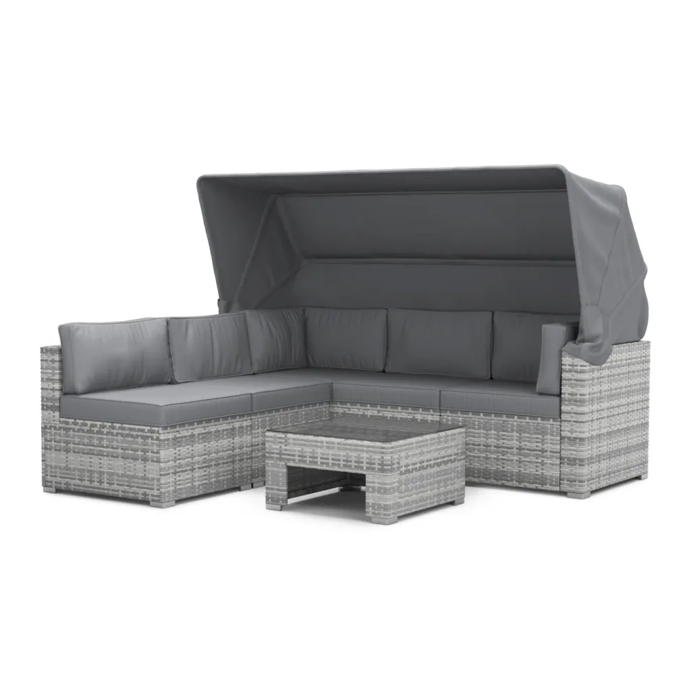 Rattanlounge COMO grau/anthrazit