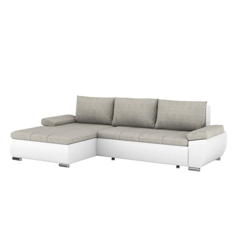 Ecksofa mit Schlaffunktion KIRA links weiss/grau