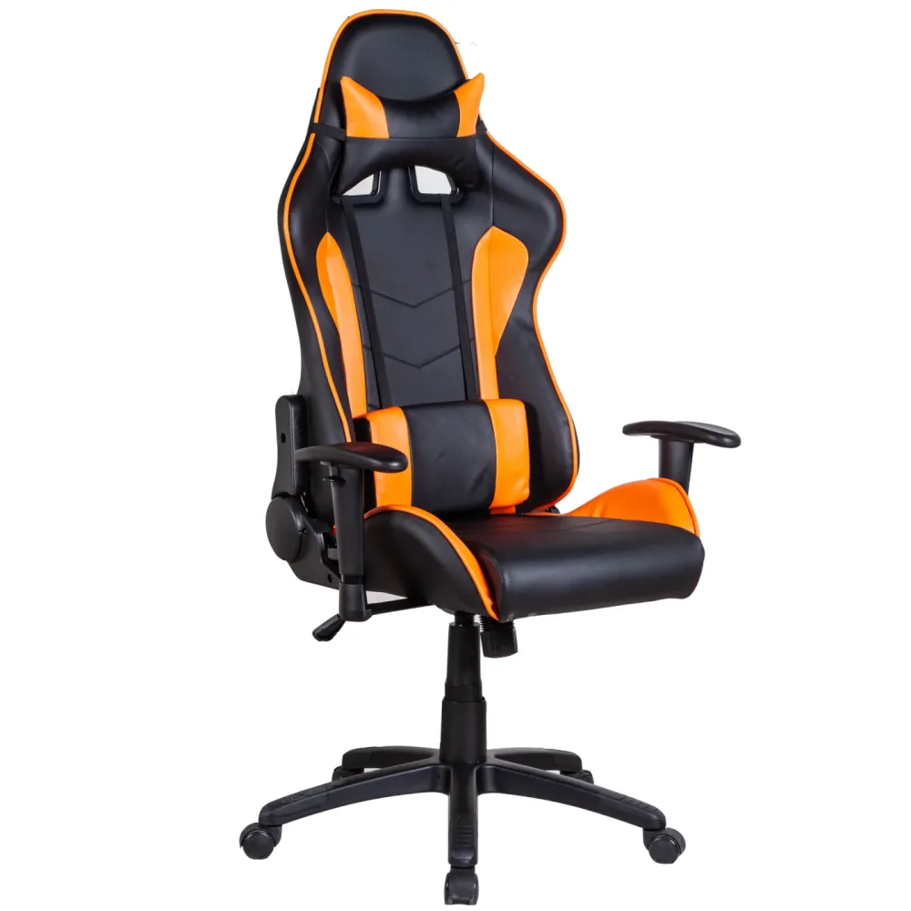 Gamingstuhl Bürostuhl Leder LIMITLESS schwarz/orange