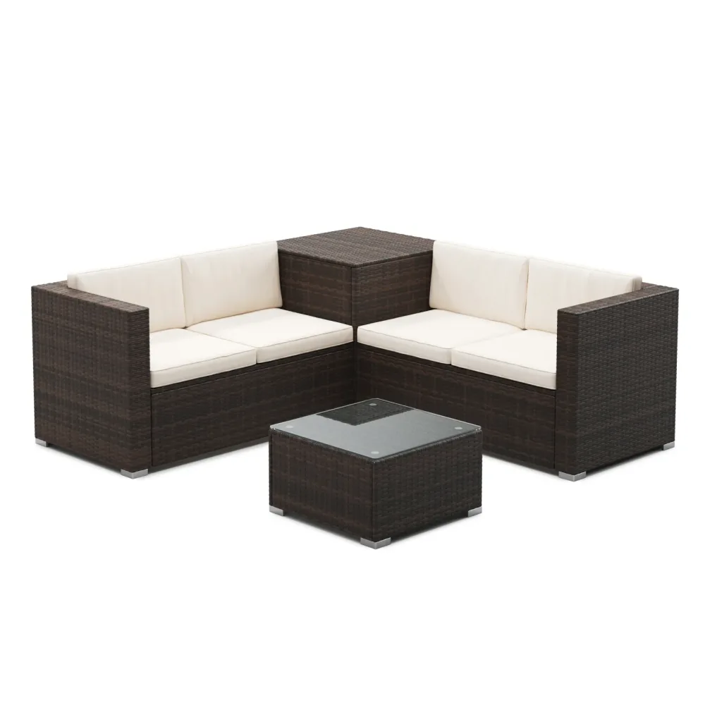 Rattanlounge SAN MARINO dunkelbraun/beige