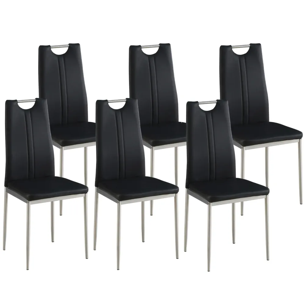 Esszimmerstuhl Leder IVO 6er Set schwarz
