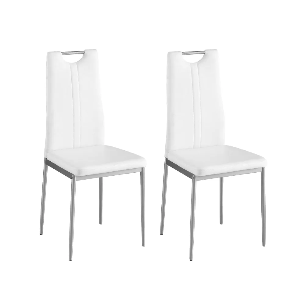Esszimmerstuhl Leder IVO 2er Set weiss