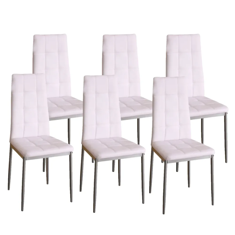 Esszimmerstuhl Leder MARC 6er Set weiss
