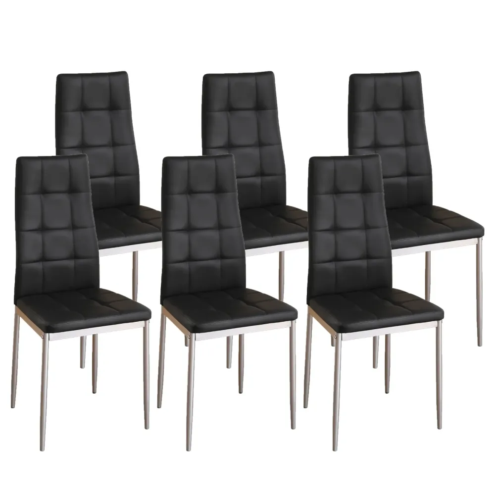 Esszimmerstuhl Leder MARC 6er Set schwarz
