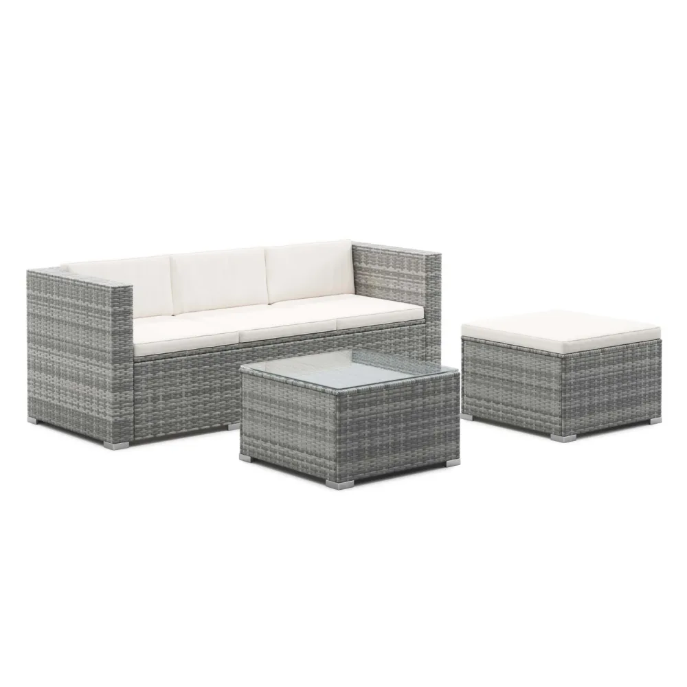 Rattanlounge NIZZA grau/beige