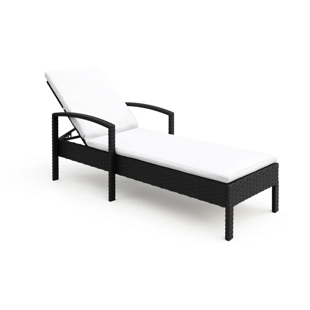 Liegestuhl Rattan TIMEA schwarz/weiss