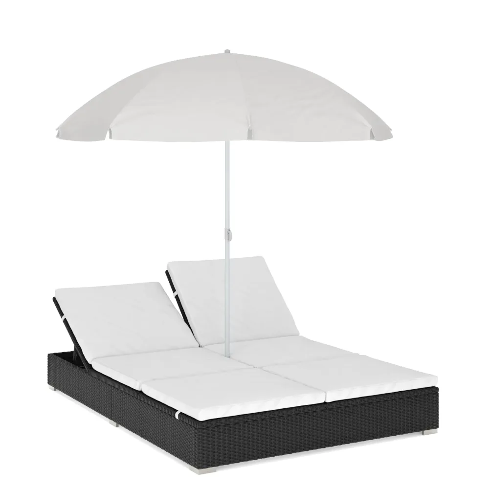 Sonnenbett Rattan JAMILIA schwarz