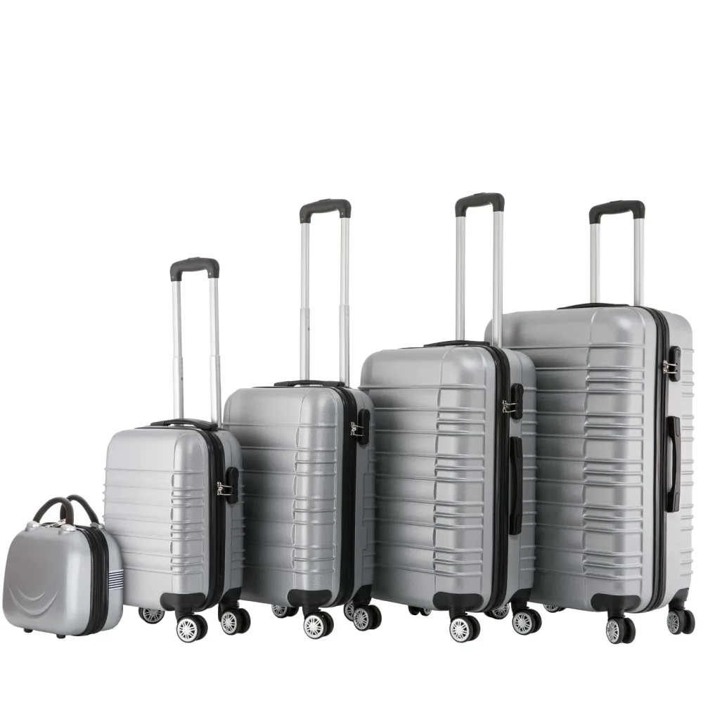 Reisekoffer Hartschalenkoffer AVA 5er Set silber