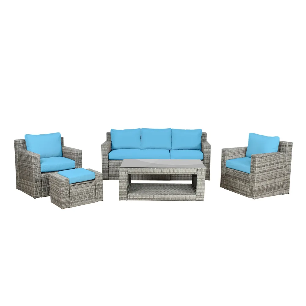 Kissenbezug Set für Rattanlounge MANILA 10-teilig türkis