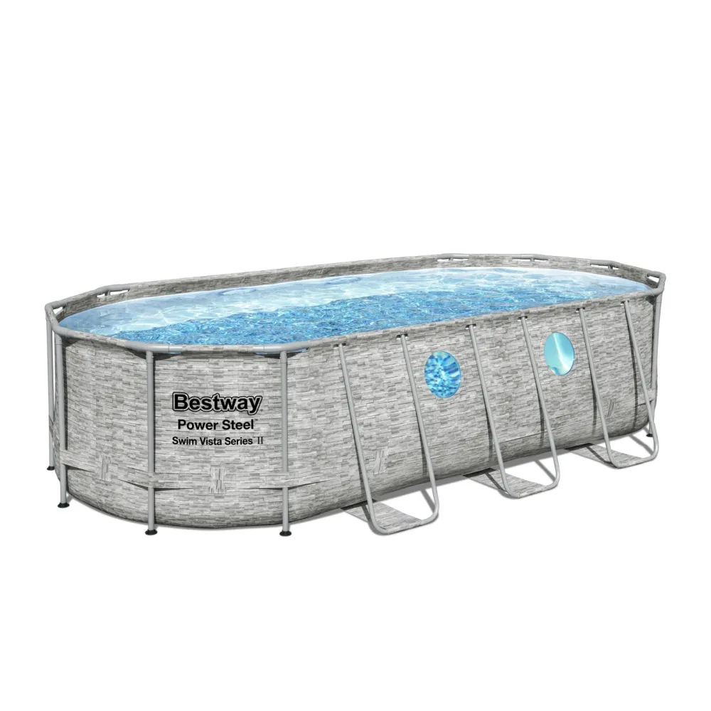 Bestway Pool Komplett-Set Steinwand-Optik 549 x 274 x 122 cm