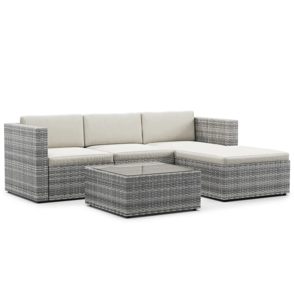 Rattanlounge MALIBU grau/beige