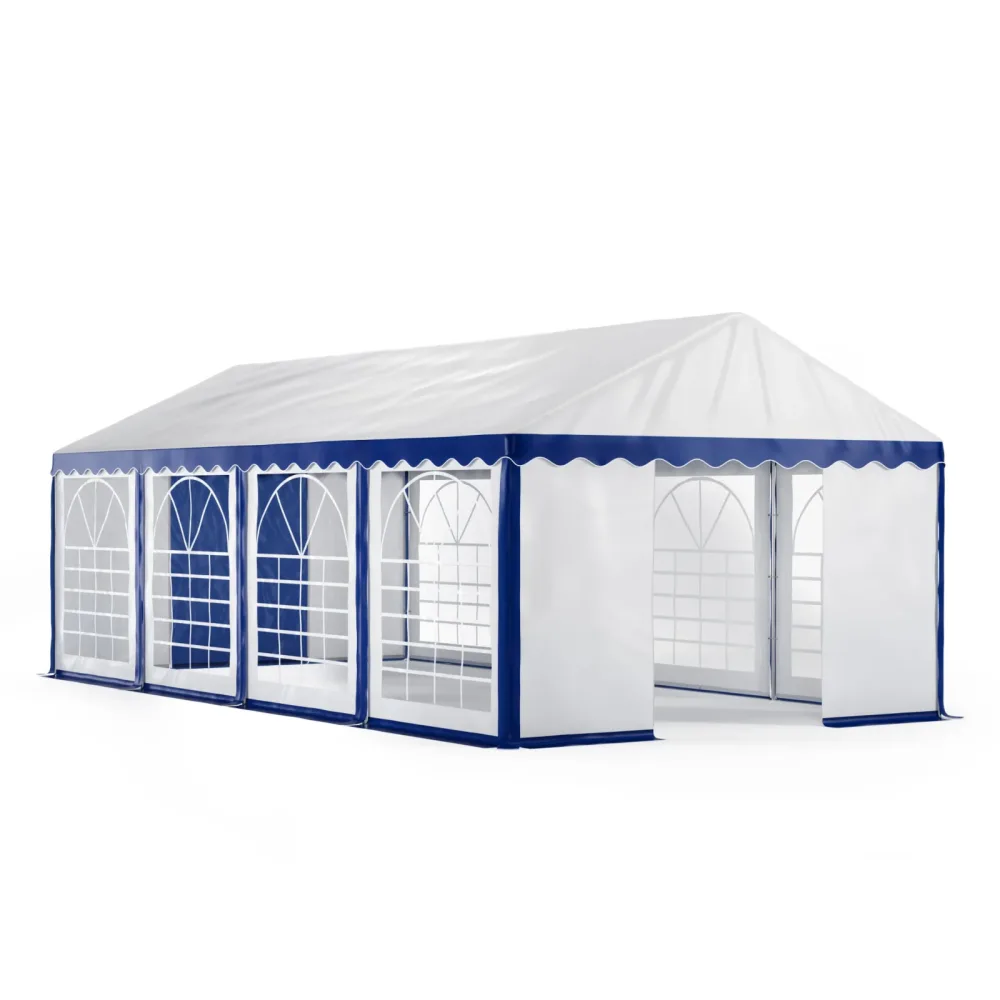 Profi PVC Partyzelt 4 x 8 m blau/weiss