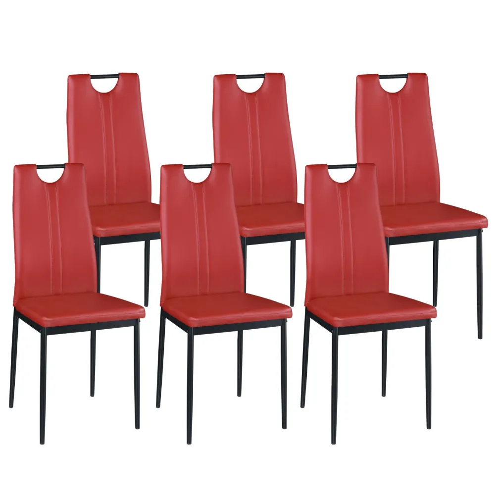 Esszimmerstuhl Leder IVO 6er Set rot