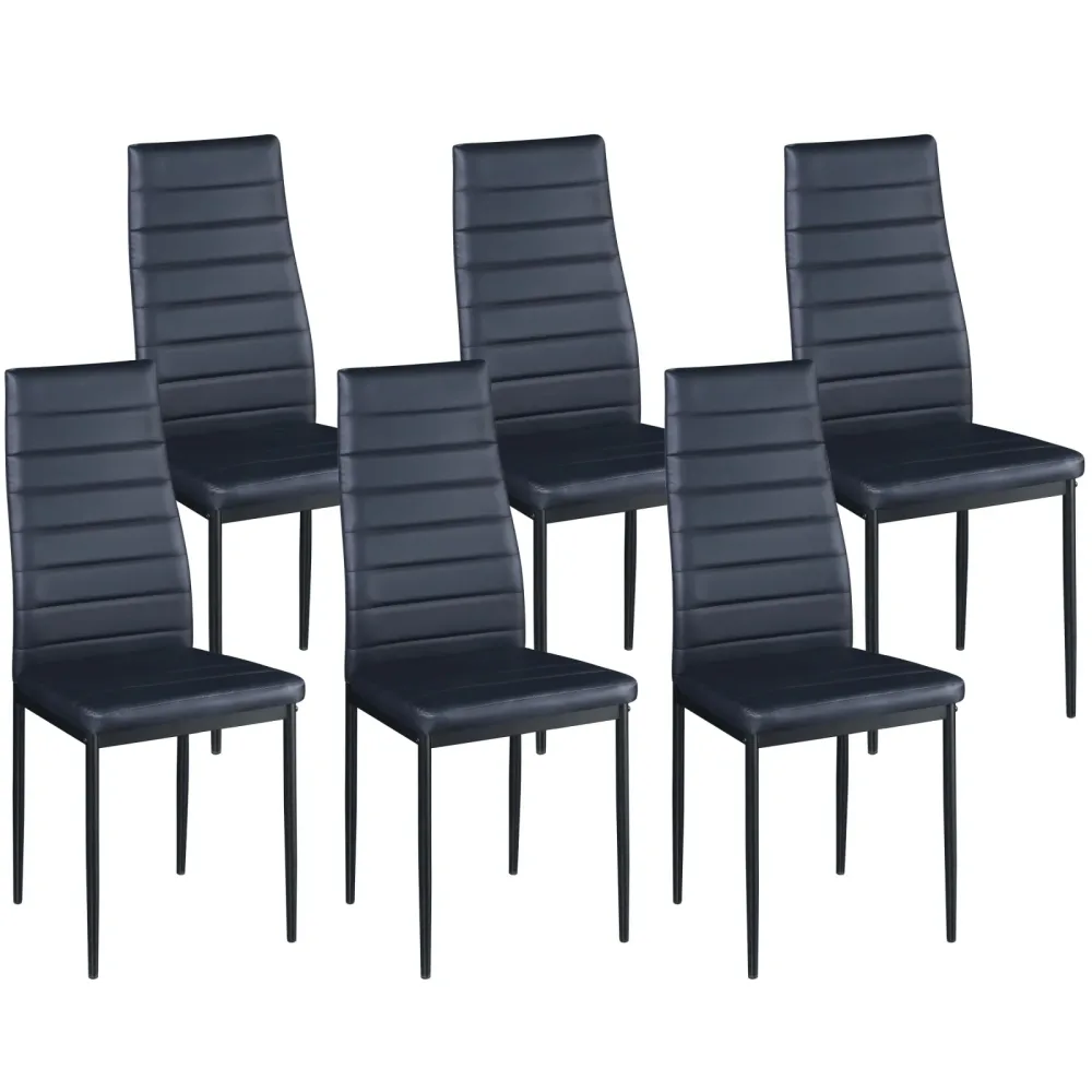 Esszimmerstuhl Leder TIM 6er Set schwarz