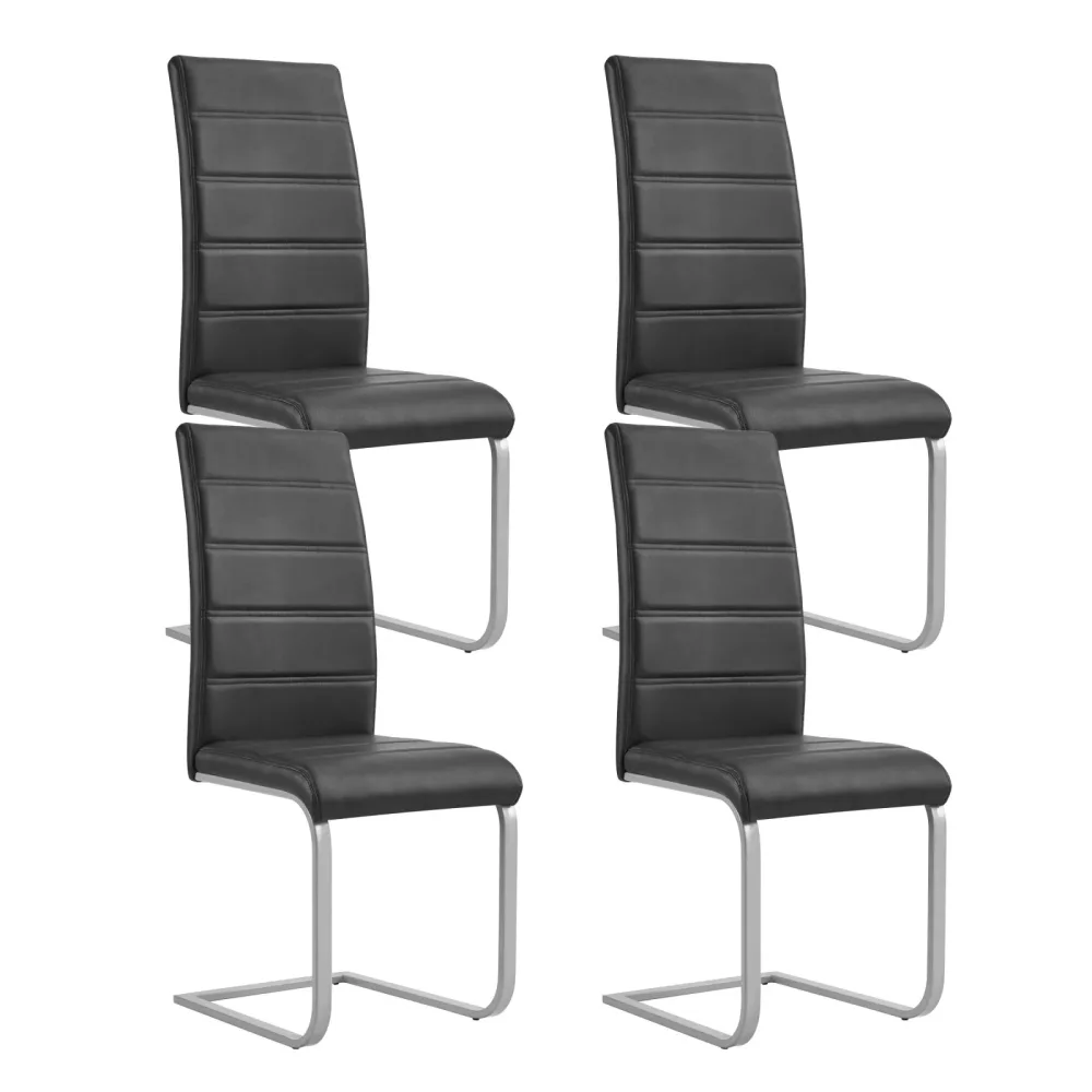 Esszimmerstuhl Leder LEO 4er Set schwarz