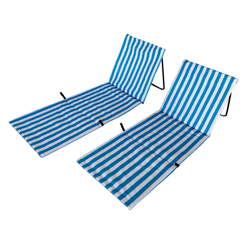 Strandmatte 2er Set blau/weiss