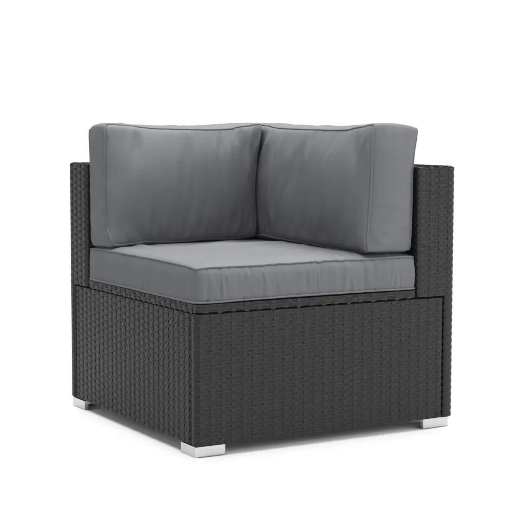 Eckteil Rattanlounge KRETA schwarz/anthrazit