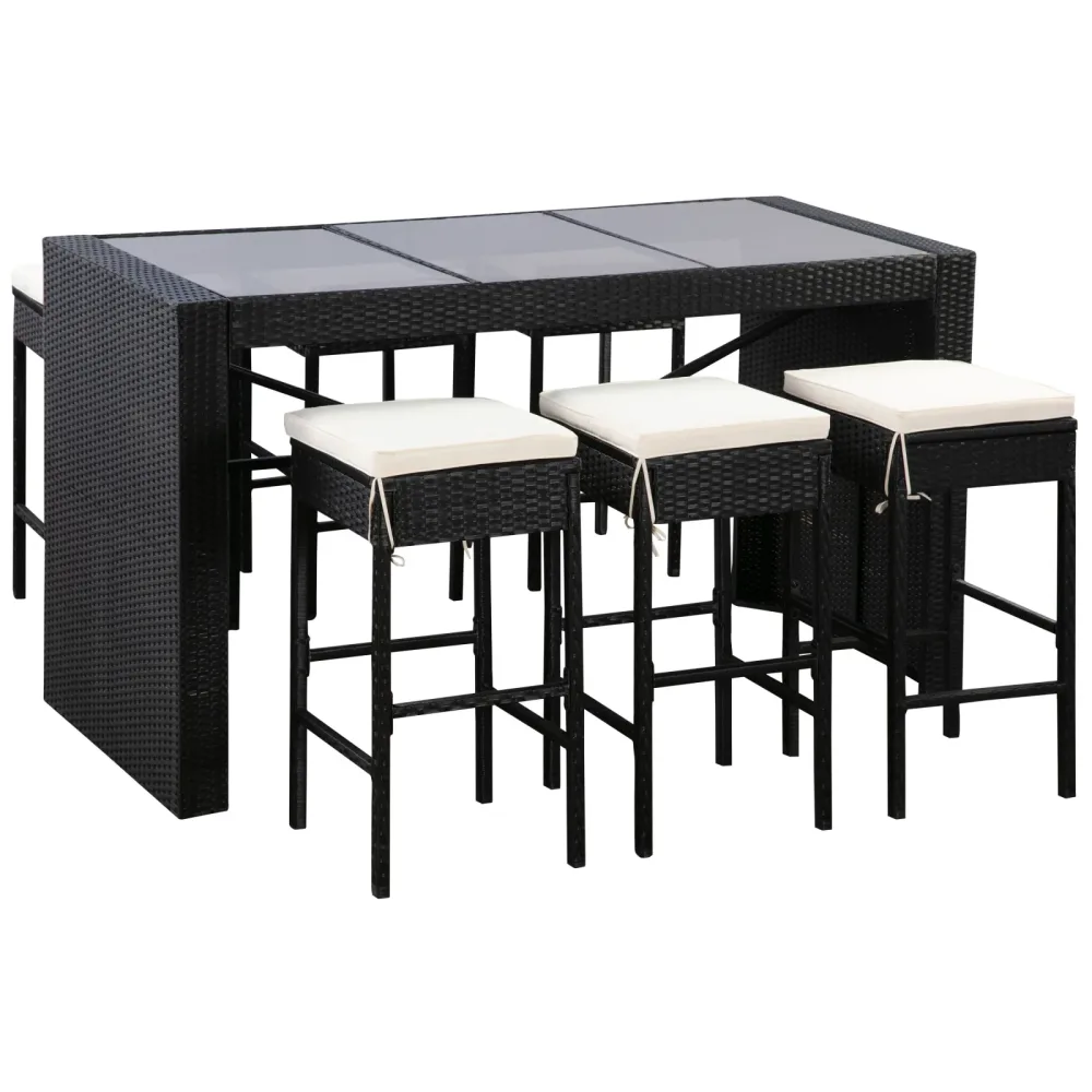 Rattan Bar Set MODENA schwarz
