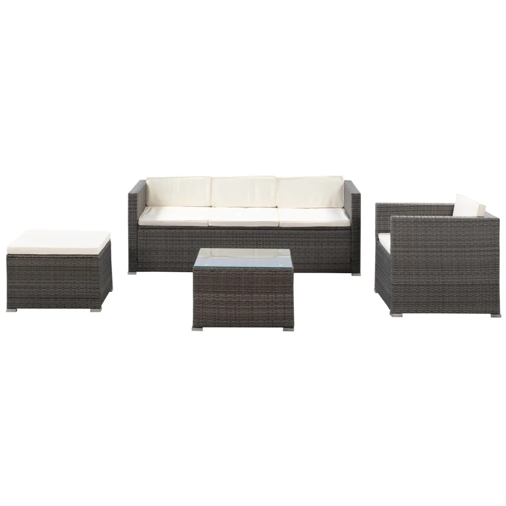Rattanlounge SALERNO grau/beige